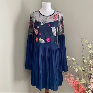 NWT Navy Mesh Overlay Dress